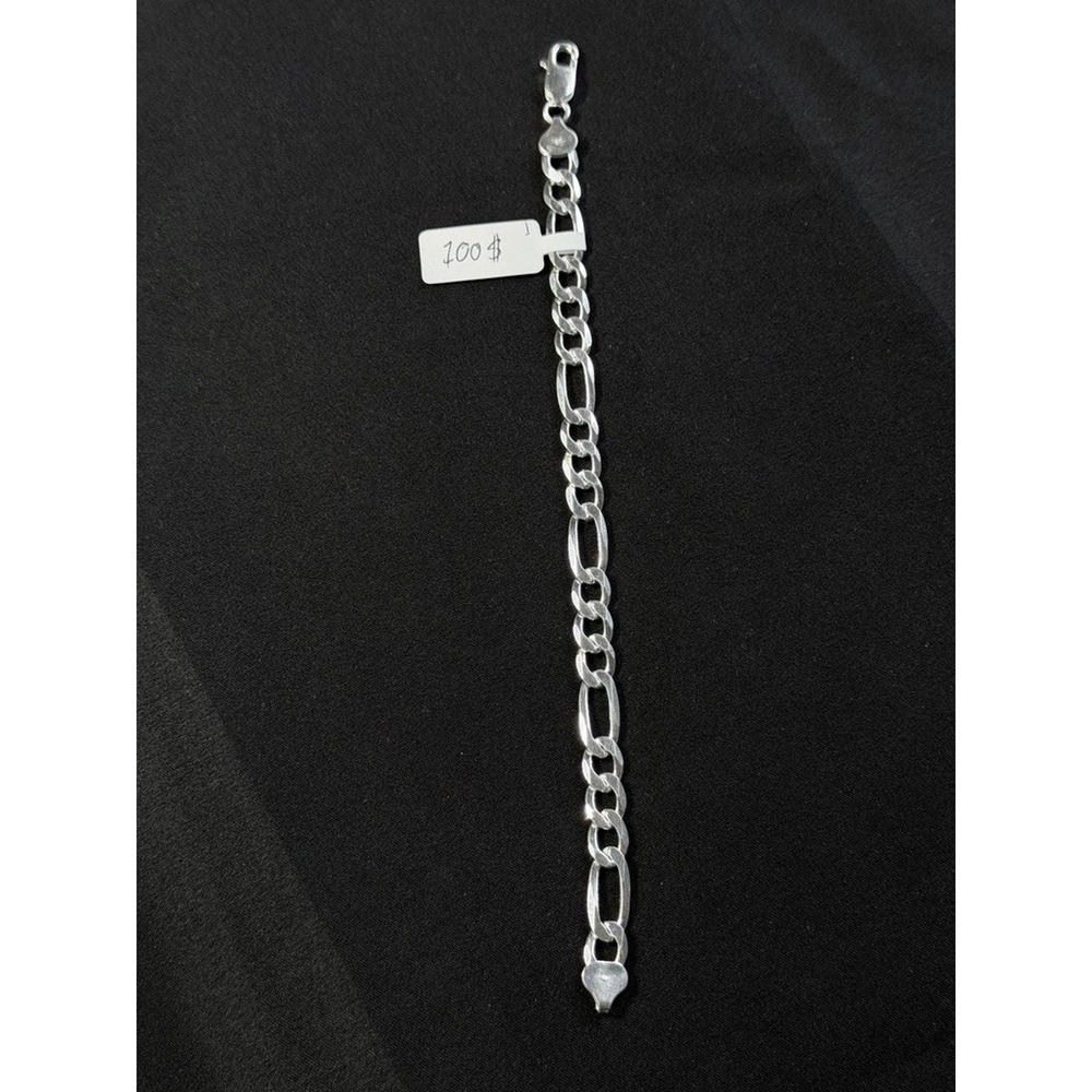 925 Sterling Silver Figaro Link Chain Bracelet Mens Womens 8 Inch 8.6mm Italy - Picture 2 of 5
